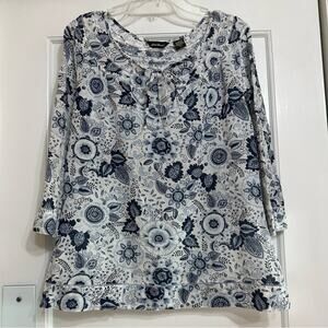 Eddie Bauer Women’s Peasant Blouse, Lightweight, 3/4 Sleeve, Large TALL